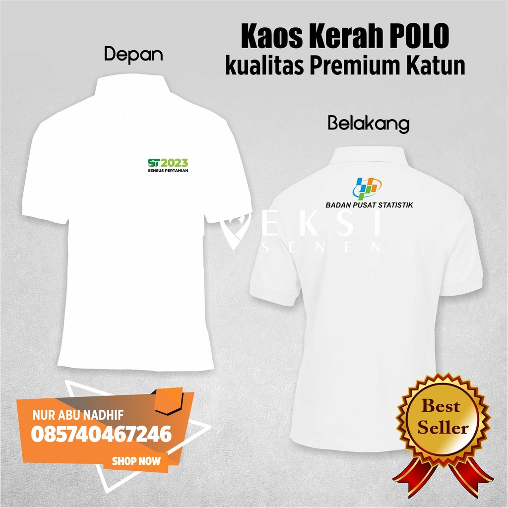 KAOS POLO SHIRT BPS BADAN PUSAT STATISTIK SENSUS PERTANIAN  KAOS POLO TSHIRT - Kaos BPS - Baju BPS