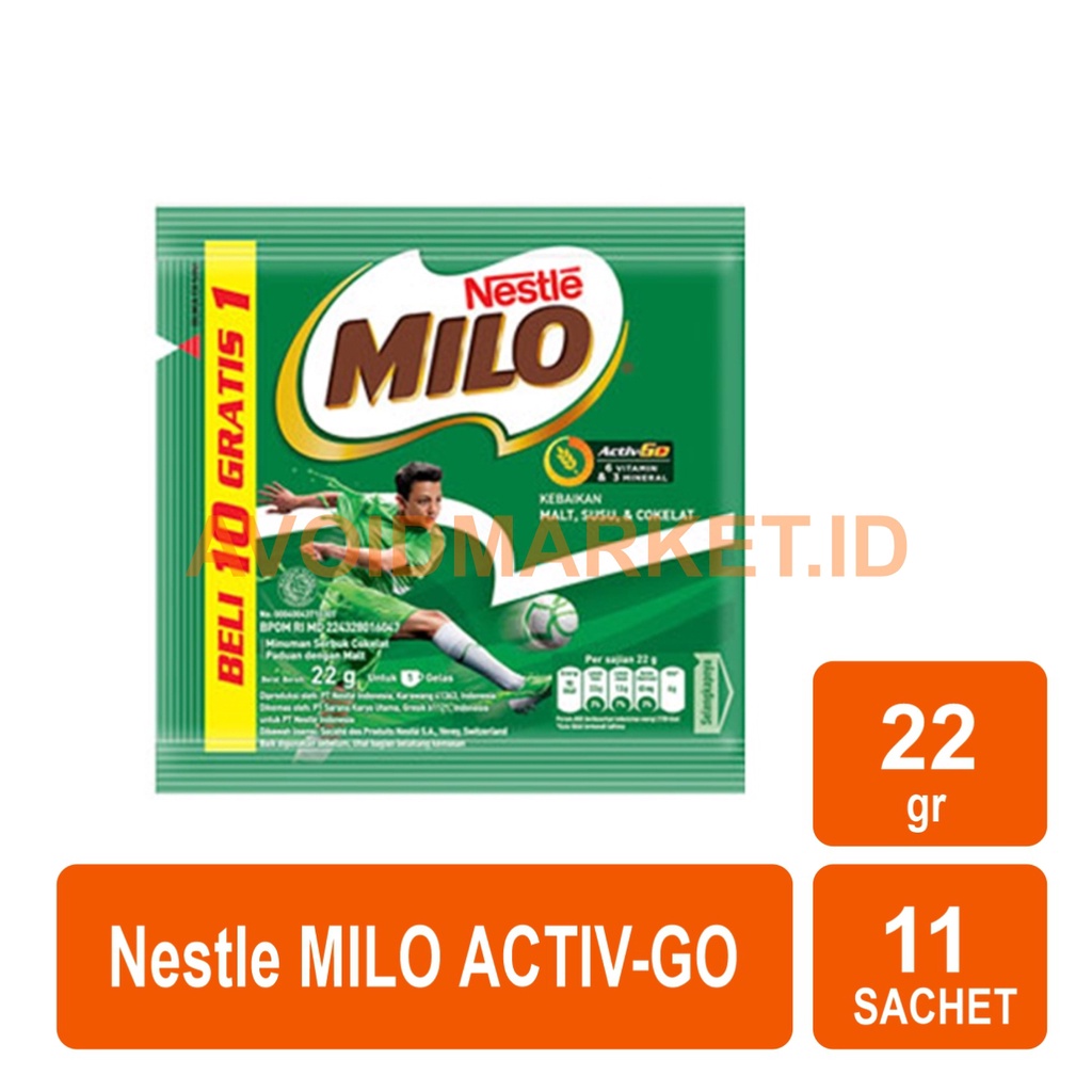 

MILO ACTIV-GO Susu Coklat Renceng 22 gr x 11 Sachet ( 1 Renceng )