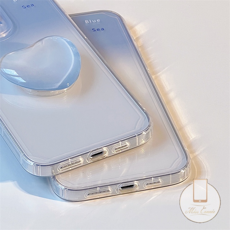 Oppo A15 A17 A17 A17k A55 A12 A57 A95 A96 A16K A16 A7 A77s A5s A54 A74 A3s A15s A5 A9 A31 A1K A35 A12E Reno 78 Soft Case Gradasi Biru Dengan Bracket Stand Holder Cincin Hati Love Lucu