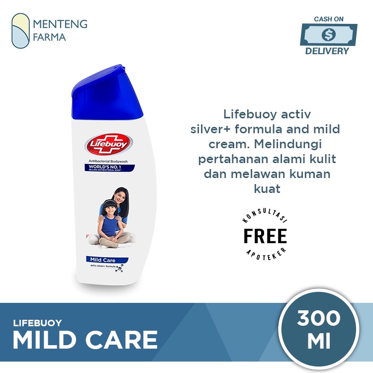 Lifebuoy Sabun Mandi Cair Mild Care 300 ML - Sabun Antibakteri ActivSilver dan Milk Cream