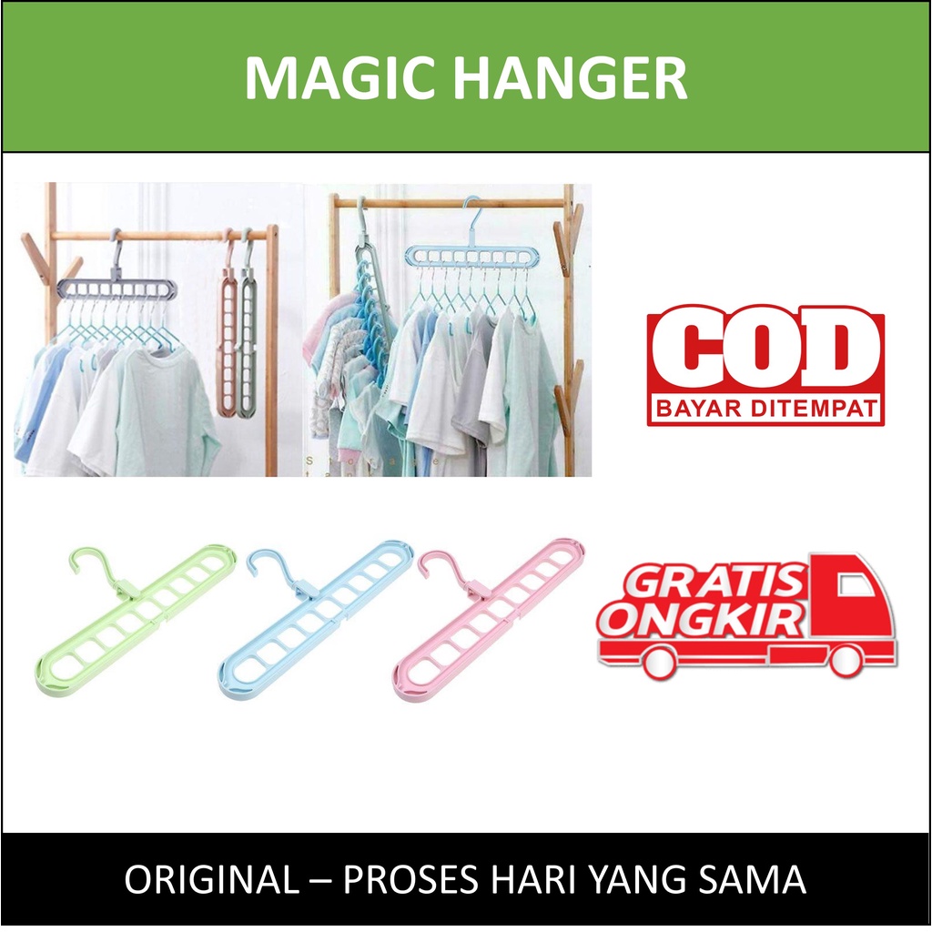 Magic Hanger Gantungan Baju Organizer 9 Lubang Penghemat Space Lemari Pakaian Gantungan Pakaian Celana Topi Tas Holder baju