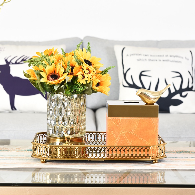 Nampan Dekorasi Home Tray Ekslusif Mirror Gold Baki Mewah Aksesoris Luxury Kaca