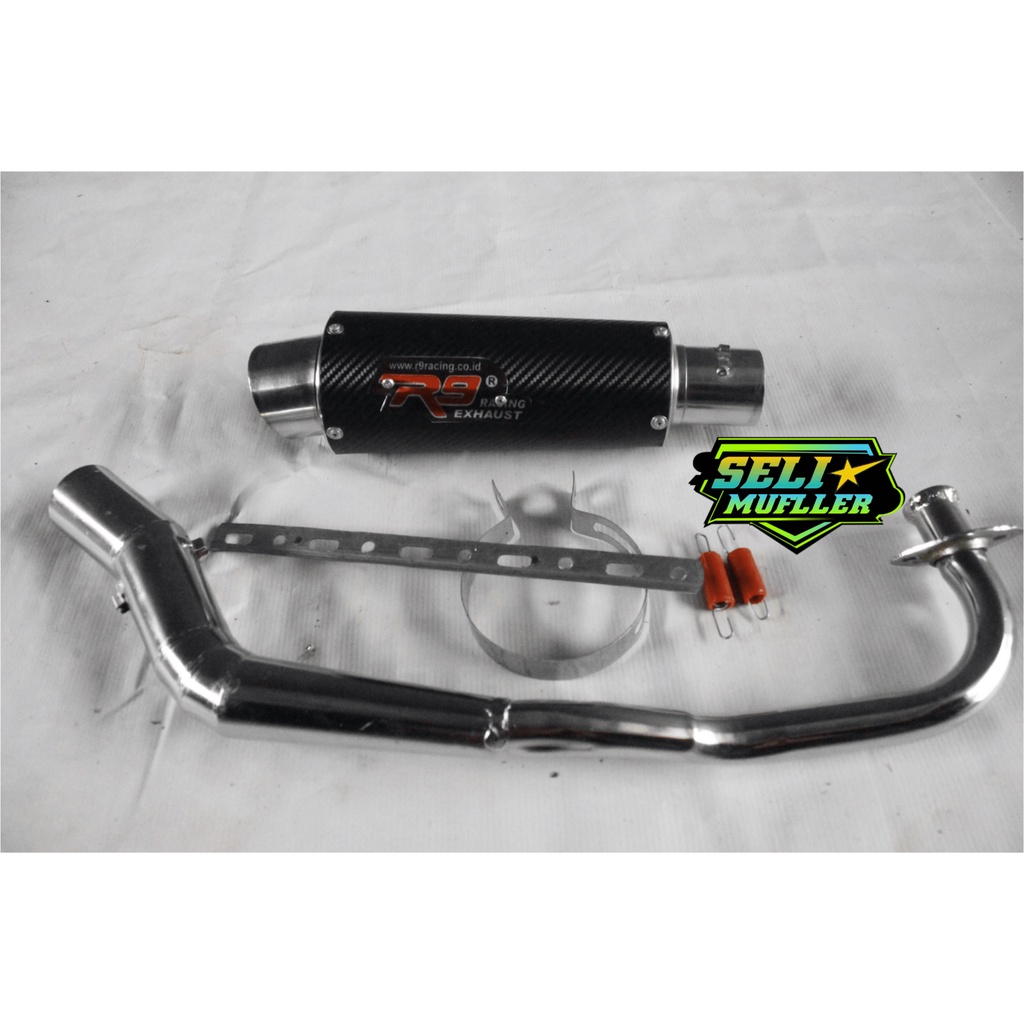 Knalpot racing R9 carbon hitam Vario 110 karbu/fi/techno/vario 125 old/led/vario 150