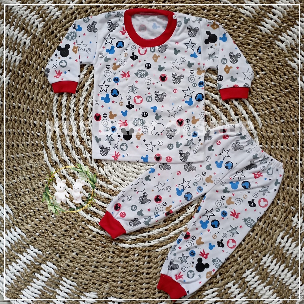 SETELAN BABY MOTIP MICKEY STELAN BAJU BAYI PEREMPUAN LAKI LAKI KAOS LENGAN PANJANG USIA 3 BLN -12 BULAN GAMBAR EDUKASI ANAK GAMBAR HEWAN LUCU