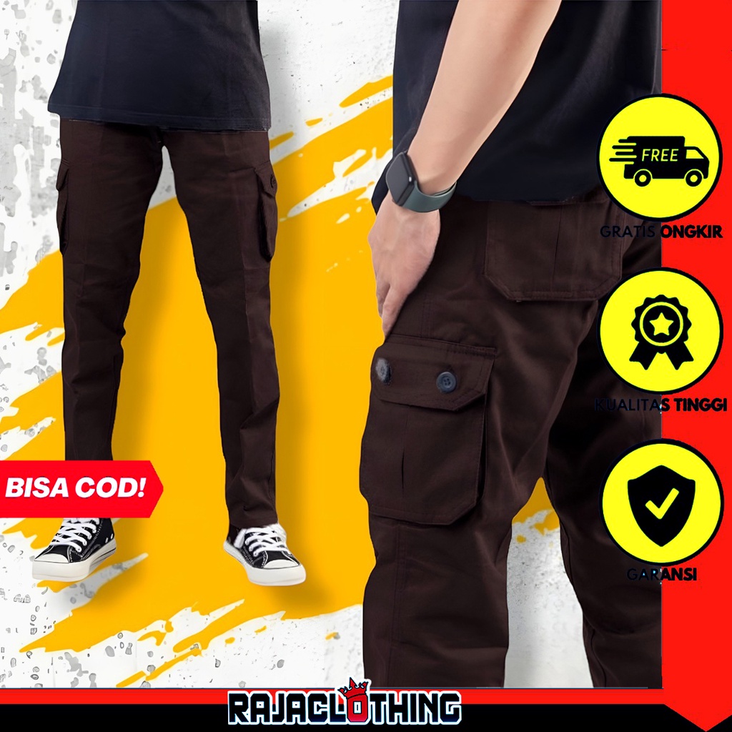 RCL - CELANA PANJANG COKLAT CARGO KARGO CHINO CINO PDL GUNUNG HITAM MOCCA ABU CAMO MURAH PRIA REGULER FIT BIGSIZE / Leone Cargo Pants / Celana Kargo Chino Pria GutenInc