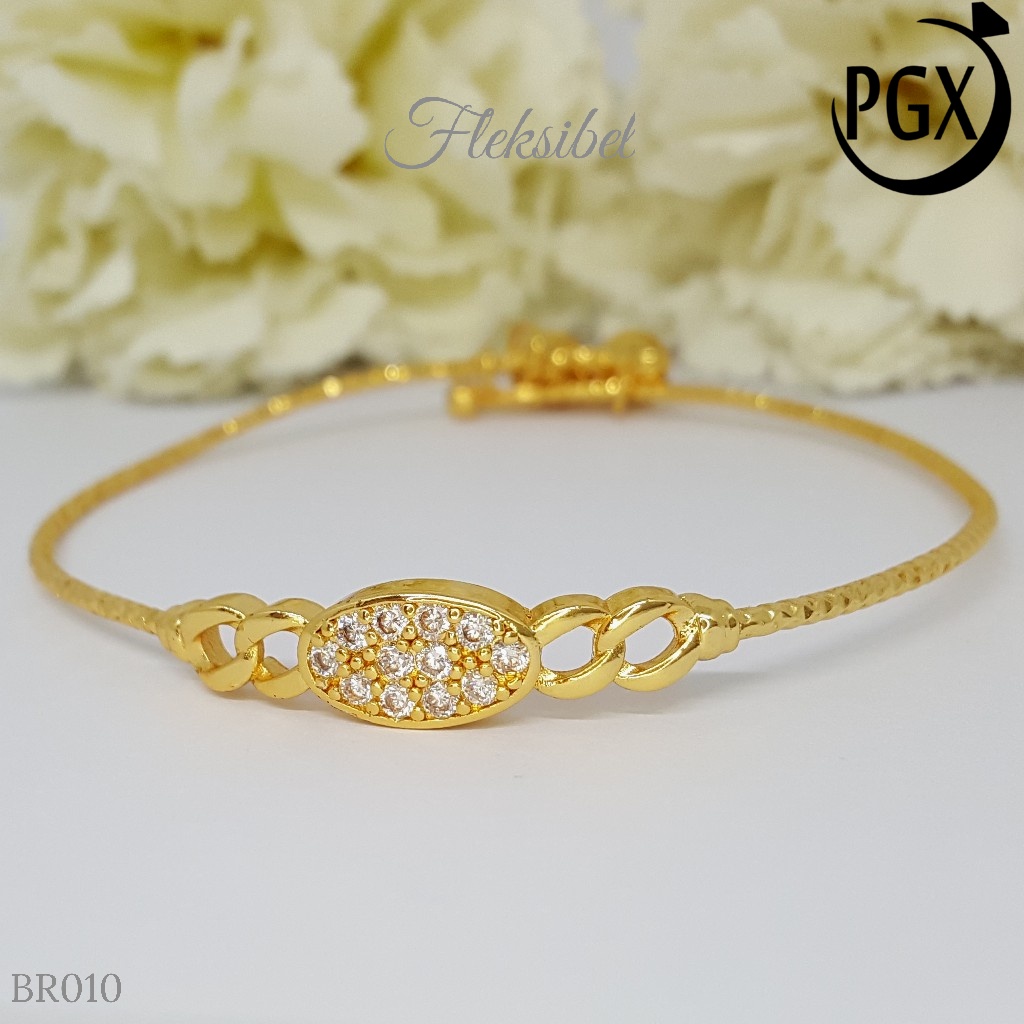 PGX Gelang Bangle Fleksibel Perhiasan Xuping Lapis Emas - BR010