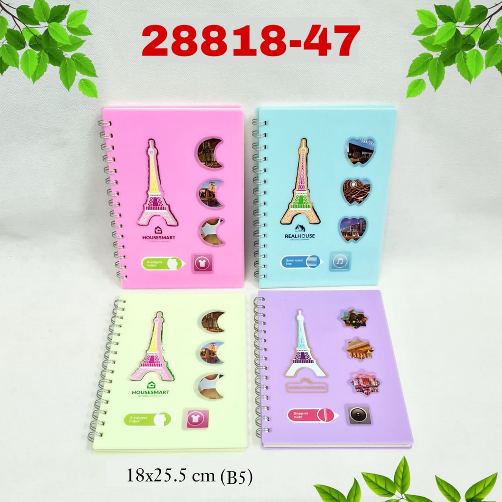 Buku Tulis Spiral / Notebook / Binder Ring Cover Plastik B5 -80