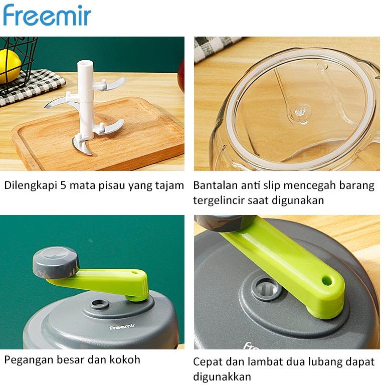 GRATIS ONGKIR Freemir 900 ml Penggiling Chopper Daging Blender Manual Putar Besar Penggiling Tarik P