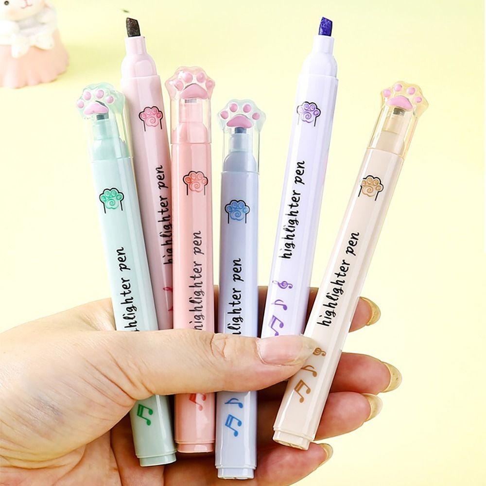 Nanas 6PCS /Set Stabilo Pen Set Warna Permen Perlengkapan Kantor Sekolah Menggambar Graffiti Cat Claw Color Pen