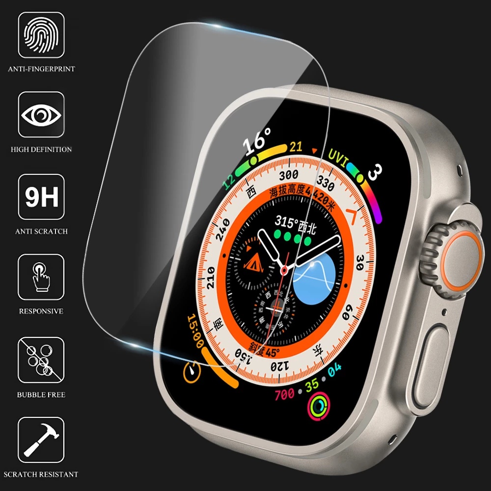 Pelindung Layar Tempered Glass Full Cover Anti Gores Untuk Apple Watch 8