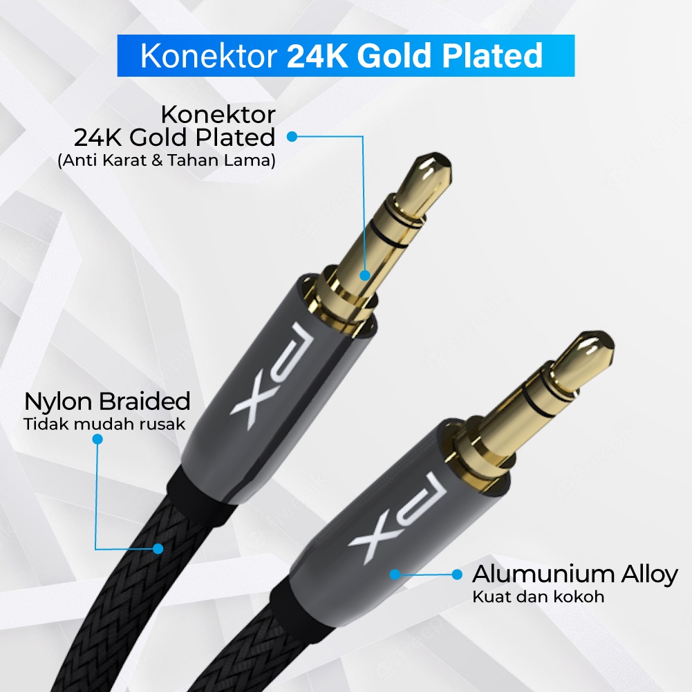 Kabel Aux Audio 3.5mm Male to Male Speaker 1.5 Meter HiFi PX CO-YP0115