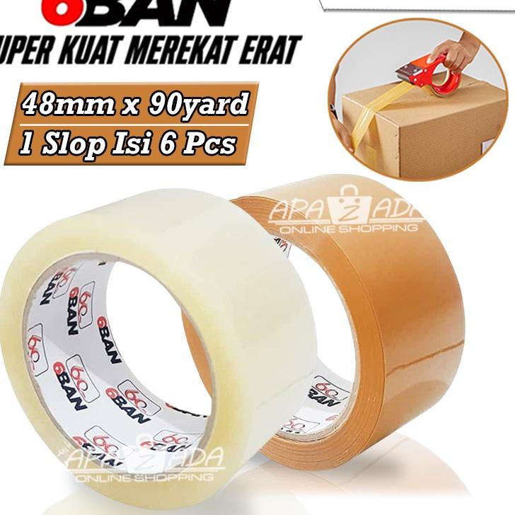 

Hot Sale - Apazada - Lakban 6BAN Bening Dan Coklat Size 48mm x 90yard 6 Pcs / OPP Tape / Solatip Bening Dan Coklat / Isolasi Bening Dan Coklat Bisa .,