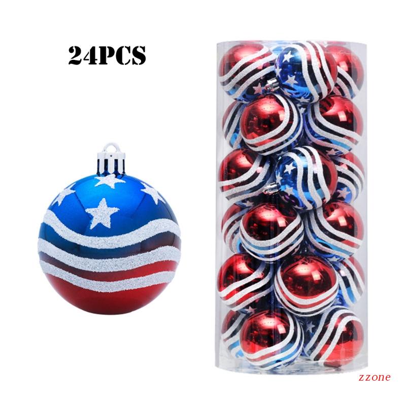 24pcs Ornamen Gantung Desain Hari Kemerdekaan July of 4th Untuk Dekorasi Pesta Natal