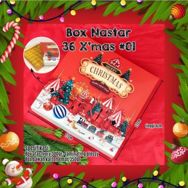 

Box Kotak Merry Christmas Dus Packaging Hampers Kue Nastar 36 Lubang