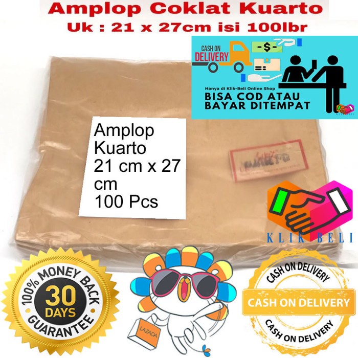 

Hot Sale Amplop Coklat Kuarto Kwarto 80Gr Isi 100 Lembar Trendi