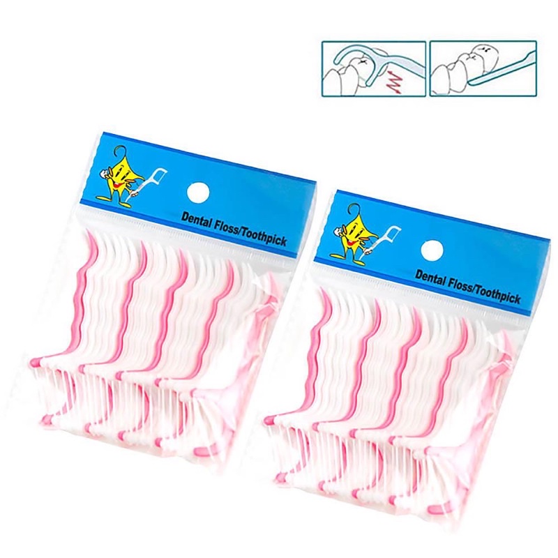 Dental floss tooth pick pink putih isi 25 tusuk gigi plastik flossing toothpick picks sela gigi ALICE DENTAL