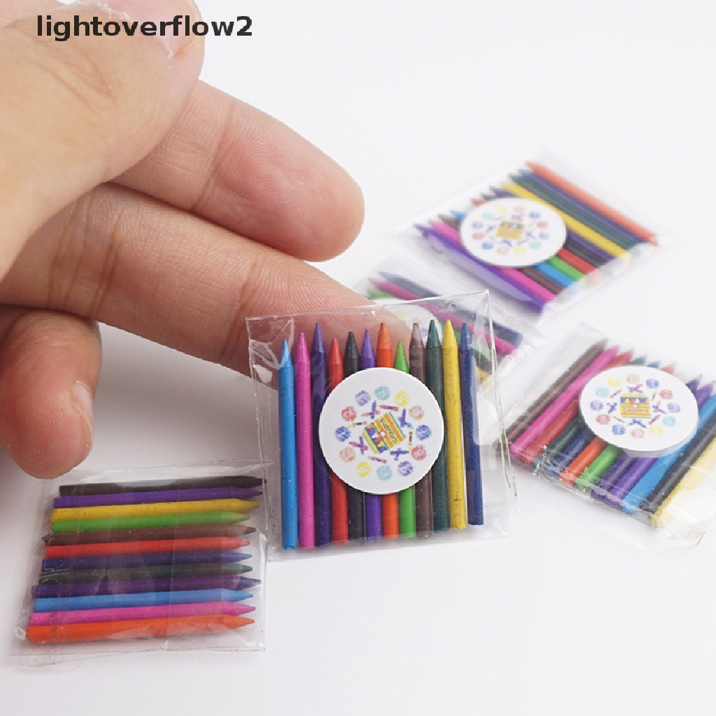 (lightoverflow2) 1 Set Mainan Miniatur Krayon Cat Air Skala 1: 12 Untuk Dekorasi Rumah Boneka