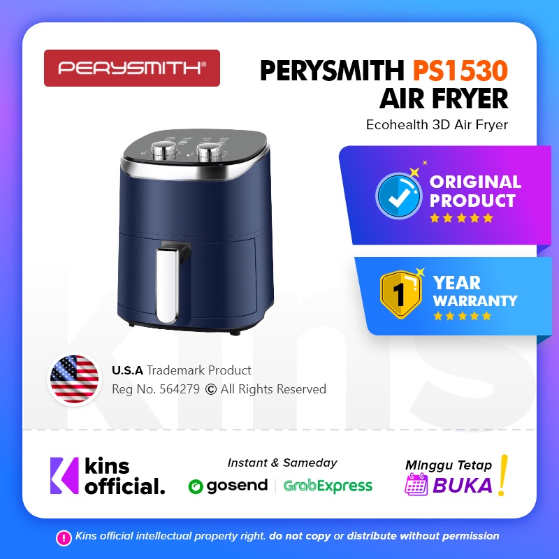 PerySmith PS1530 Ecohealth 3D Air Fryer Penggoreng Tanpa Minyak 4.2L