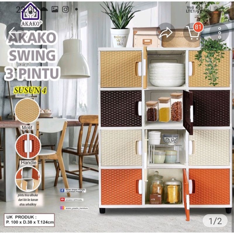 lemari plastik akako swing 12 pintu susun 4 lemari baju tempat pakaian
