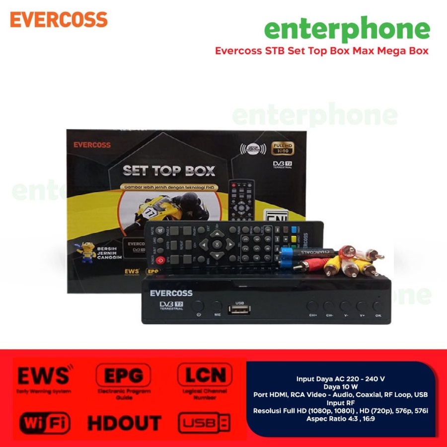 EVERCOSS STB SET TOP BOX MAX MEGA BOX TV DIGITAL RECEIVER FHD