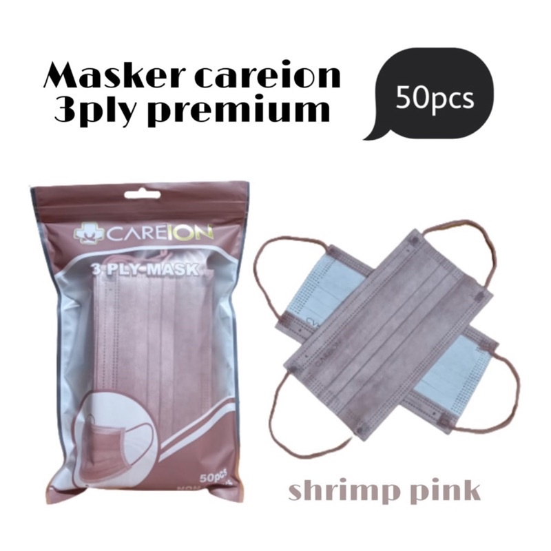 Masker 3ply Earloop Premium Careion Isi 50 Pcs