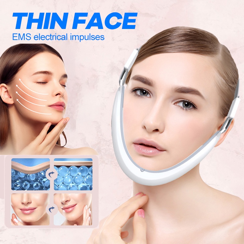 V Shape Face Slimming Lifting Device EMS Facial Massager Original Korea Masker Chin V-Type Lifter Red Blue LED Photon Therapy Alat kecantikan