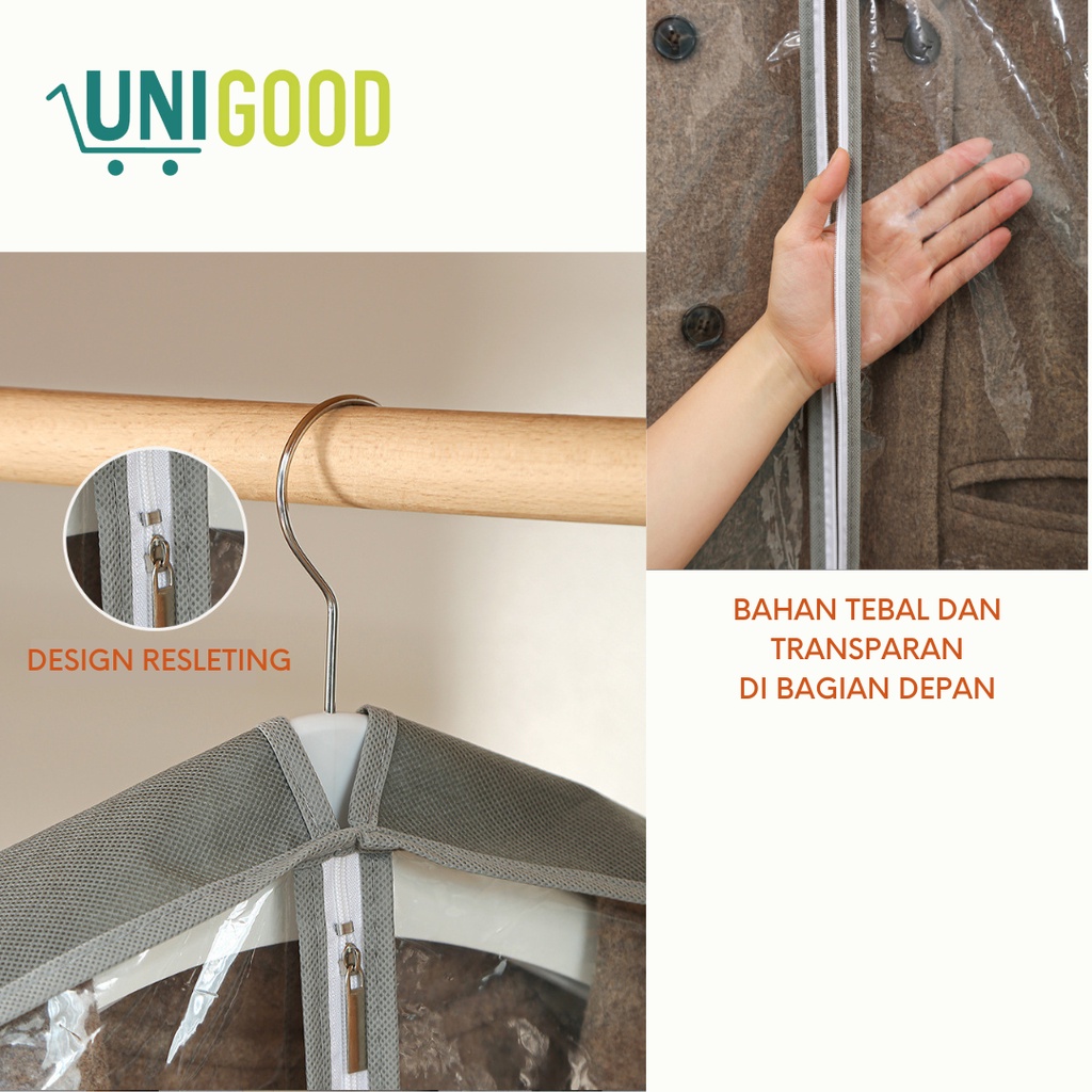 UNIGOOD - Cover Baju Tebal Premium Sarung Baju Anti Debu Waterproof