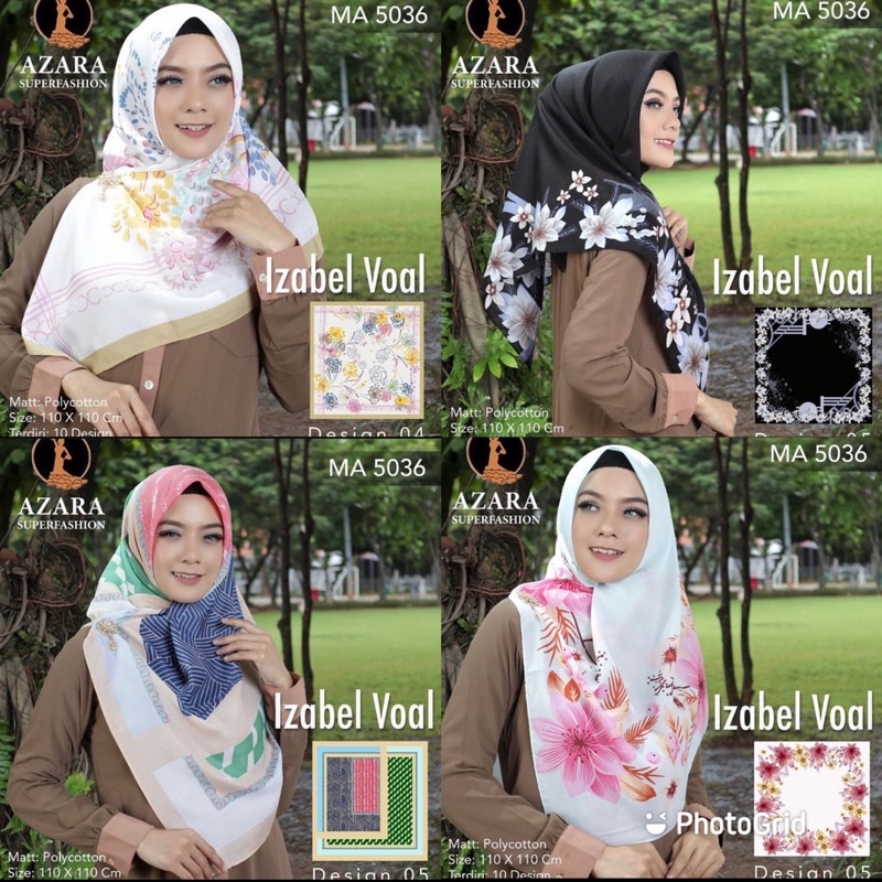 Hijab Segiempat Motif Voal Izabel Azara / Souvernir Haji dan Umroh