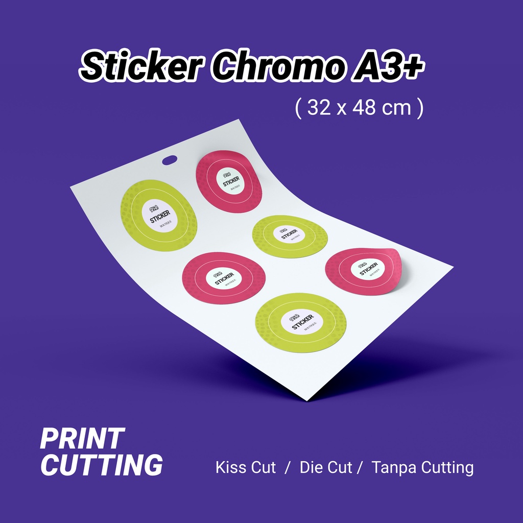 

Print Stiker A3+, Cetak Sticker A3+. Print Stiker Crhomo, Cetak Stiker Crhomo, Custom Ukuran Cetak