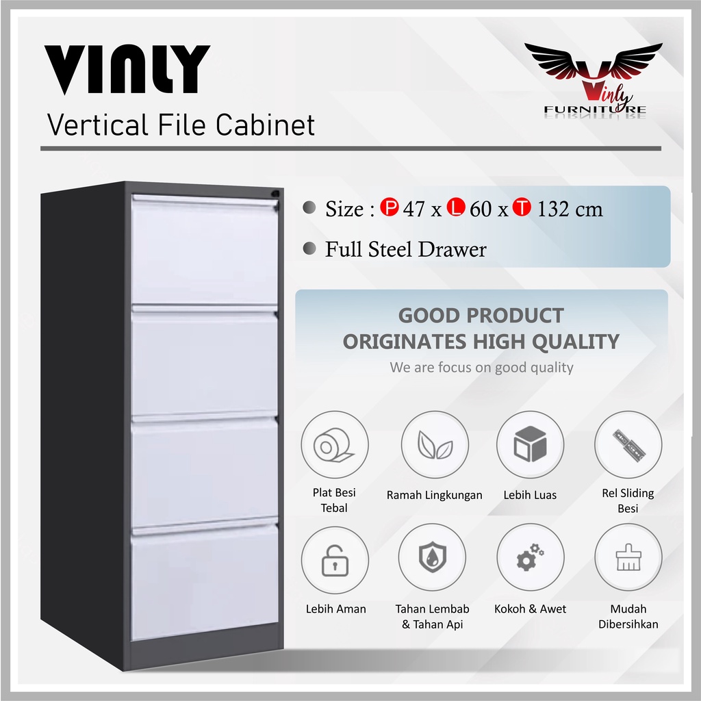 Filling Cabinet / Lemari Arsip / Lemari Arsip Besi / Lemari Arsip 4 Laci VINLY