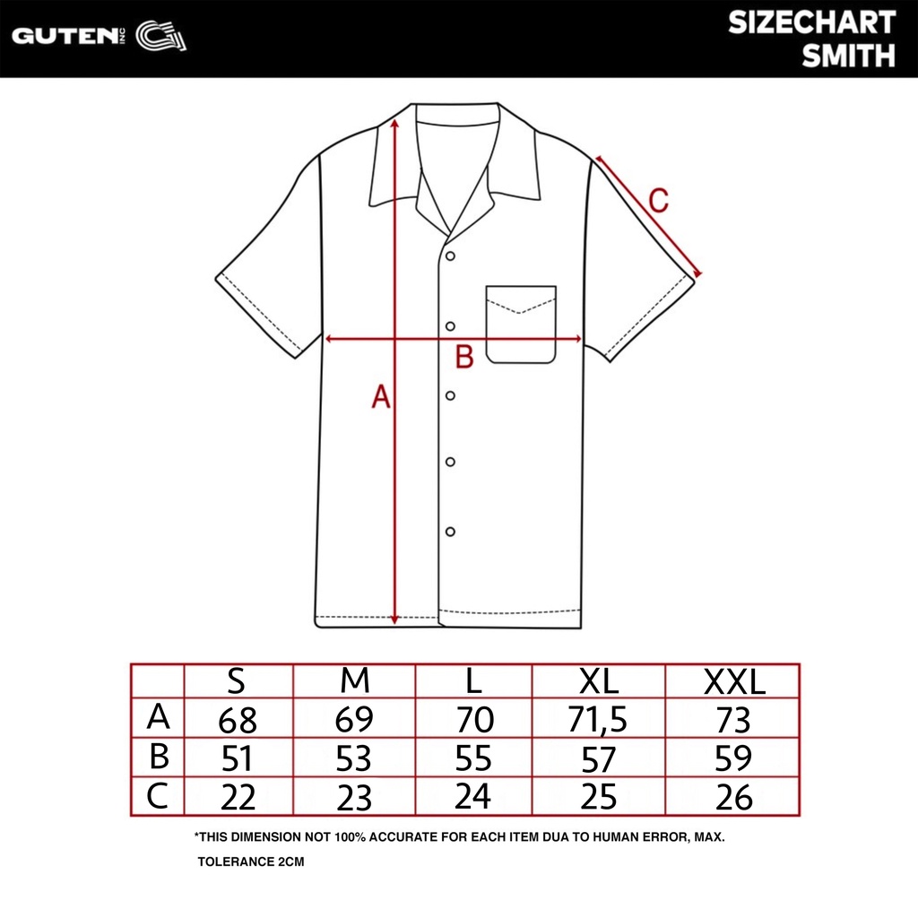 Guten Inc - Kemeja Basic Lengan Pendek KHAKI Polos SMITH Camp Collar Model Santai, Formal dan Casual. Bahan Adem dan Tidak Buat Gerah