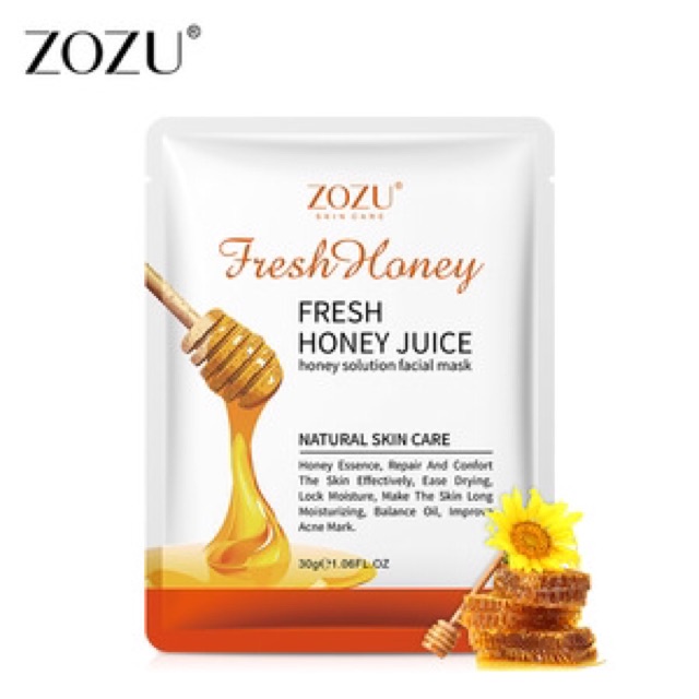 ZOZU Fresh Aloe Juice &amp; Honey Juice Natural Skin Mask Rumah Cantik 354 Sheet Mask Membuat Tekstur Kulit Wajah Lebih Merata dan Membuat Kulit Wajah Jauh Lebih Lembut