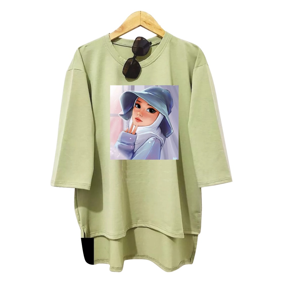 KAOS OVERSIZE WANITA HIJAB TOPI LENGAN 3/4