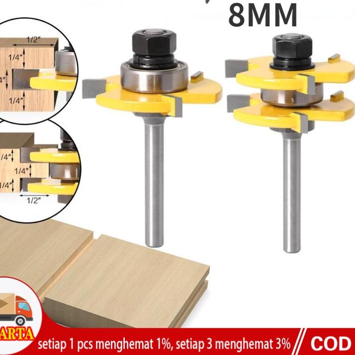 Subsidi--{pasangan}1/4 mata router profil sambungan kayu panel pintu slot set Tongue & Groove As 6mm