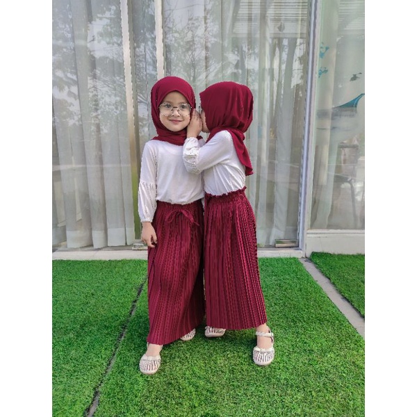 2-10 Tahun Rok Plisket Anak Bahan Hyget Super Rok Plisket Anak Premium