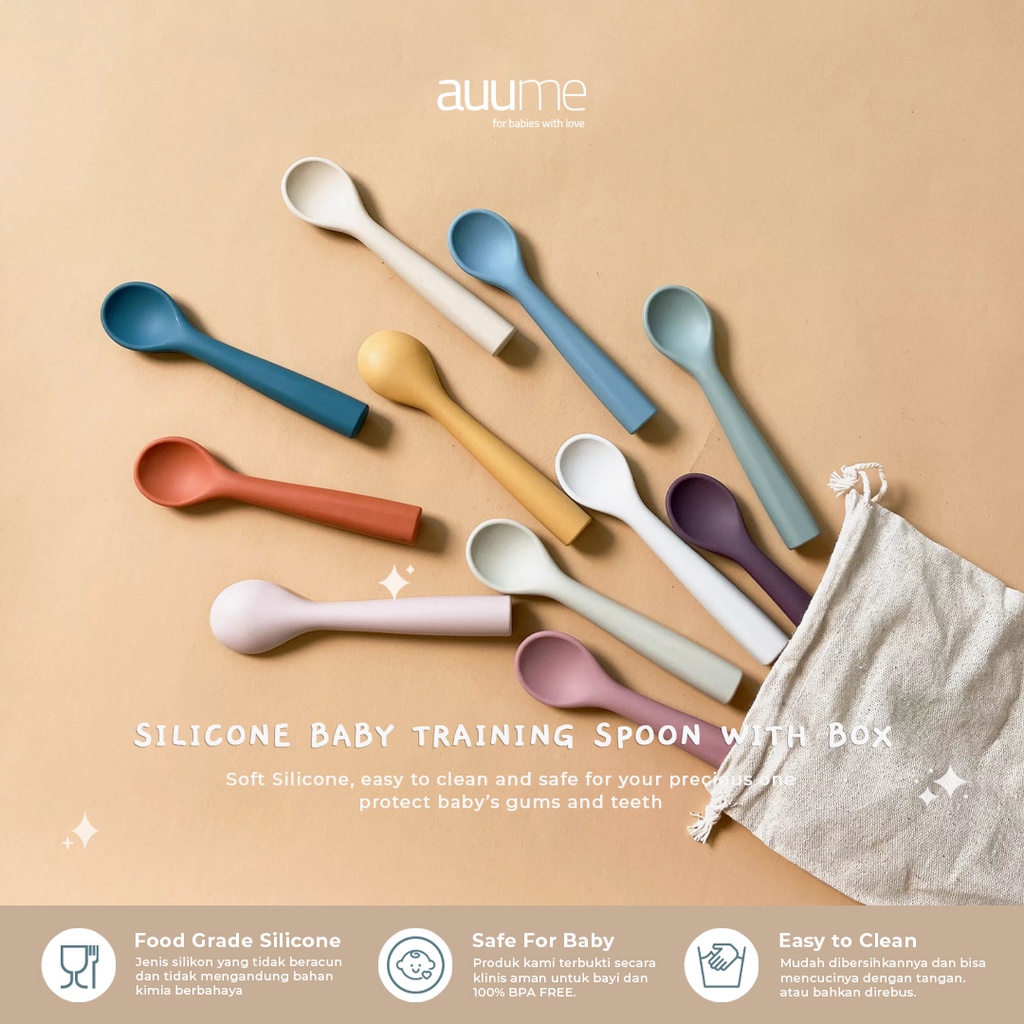 Auume - Silicone Baby Spoon Free Box Sendok Bayi & Anak