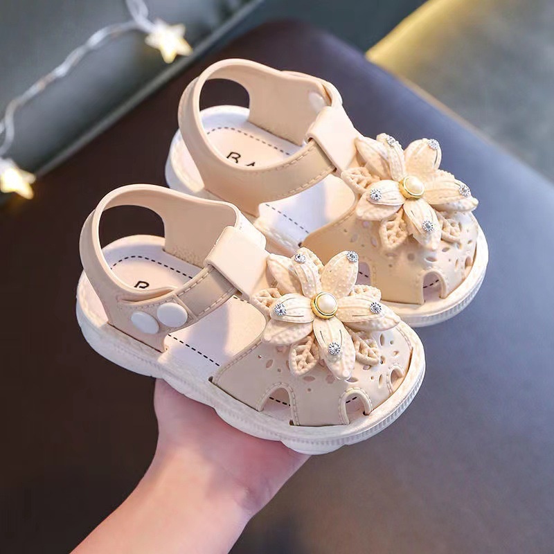 TOPGROSIR LV0171 Sandal Anak Import Motif Bunga Mutiara/ Fashion Anak Bahan Jelly