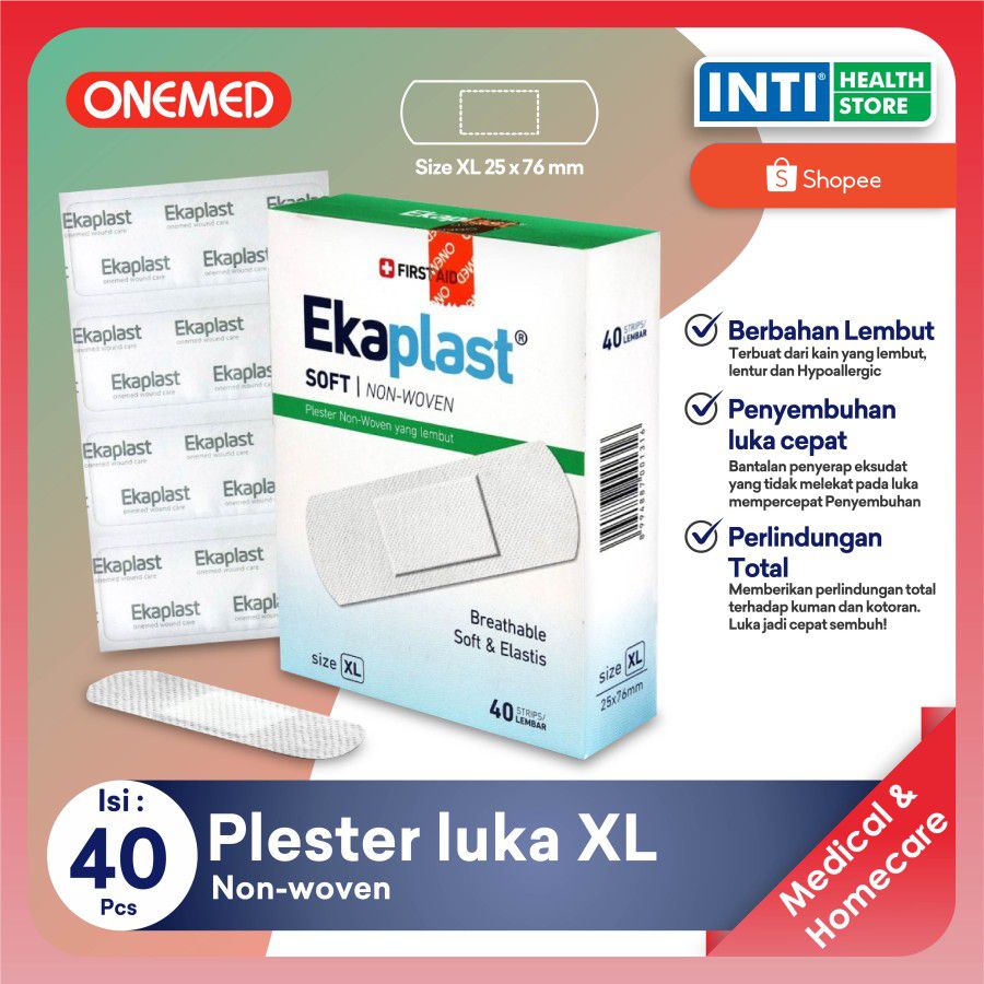 Onemed | Ekaplast | Plester Luka Non Woven Size XL Box Isi 40 Strip