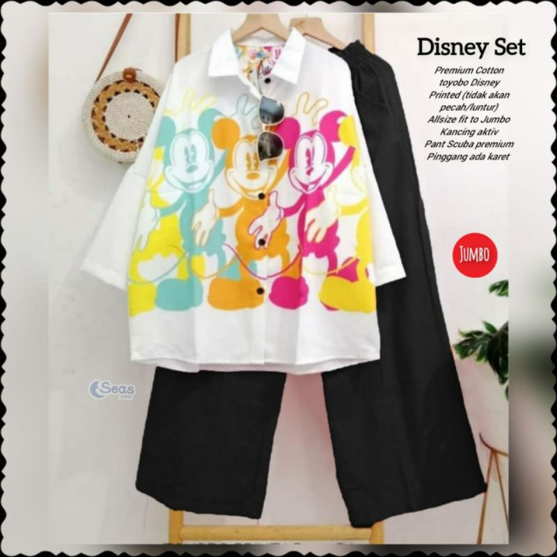 DISNEY SET//STELAN ATASAN KATUN TOYOBO PRINTED DAN CELANA SCUBA HQ