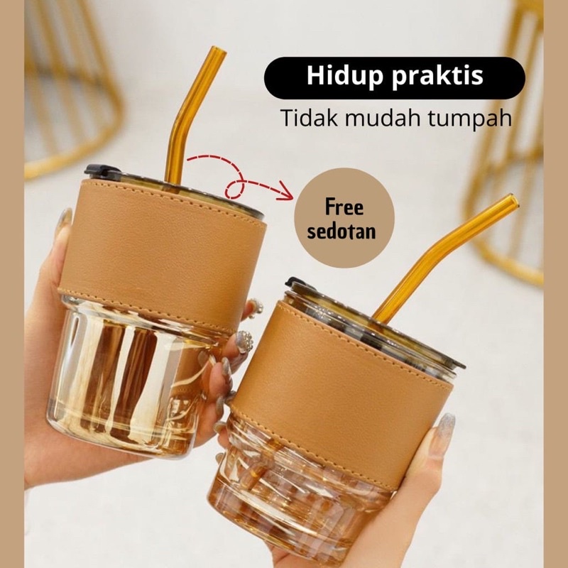 Botol minum tumblr kaca aesthetic / gelas beling estetik