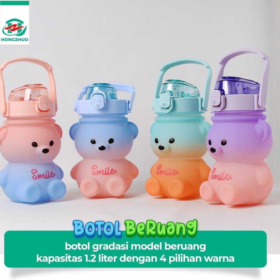 KIRIM HARI INI Hongzhuo Botol Minum Gemoy Motif Beruang 1400ML Botol Motivasi Botol Minum Viral terb