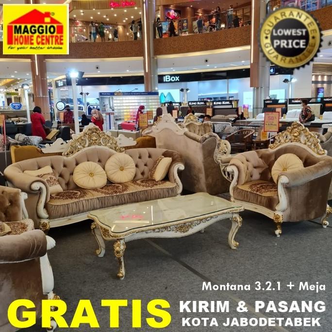 SOFA SET SULTAN - SOFA KERAJAAN - SOFA MEWAH MONTANA 3.2.1 + MEJA