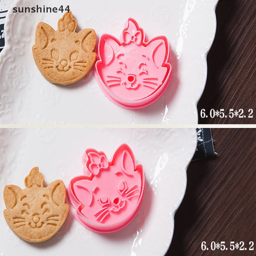 Sunshine Cetakan Pemotong Biskuit / Kue / Buah Bentuk Kucing Bahan Plastik