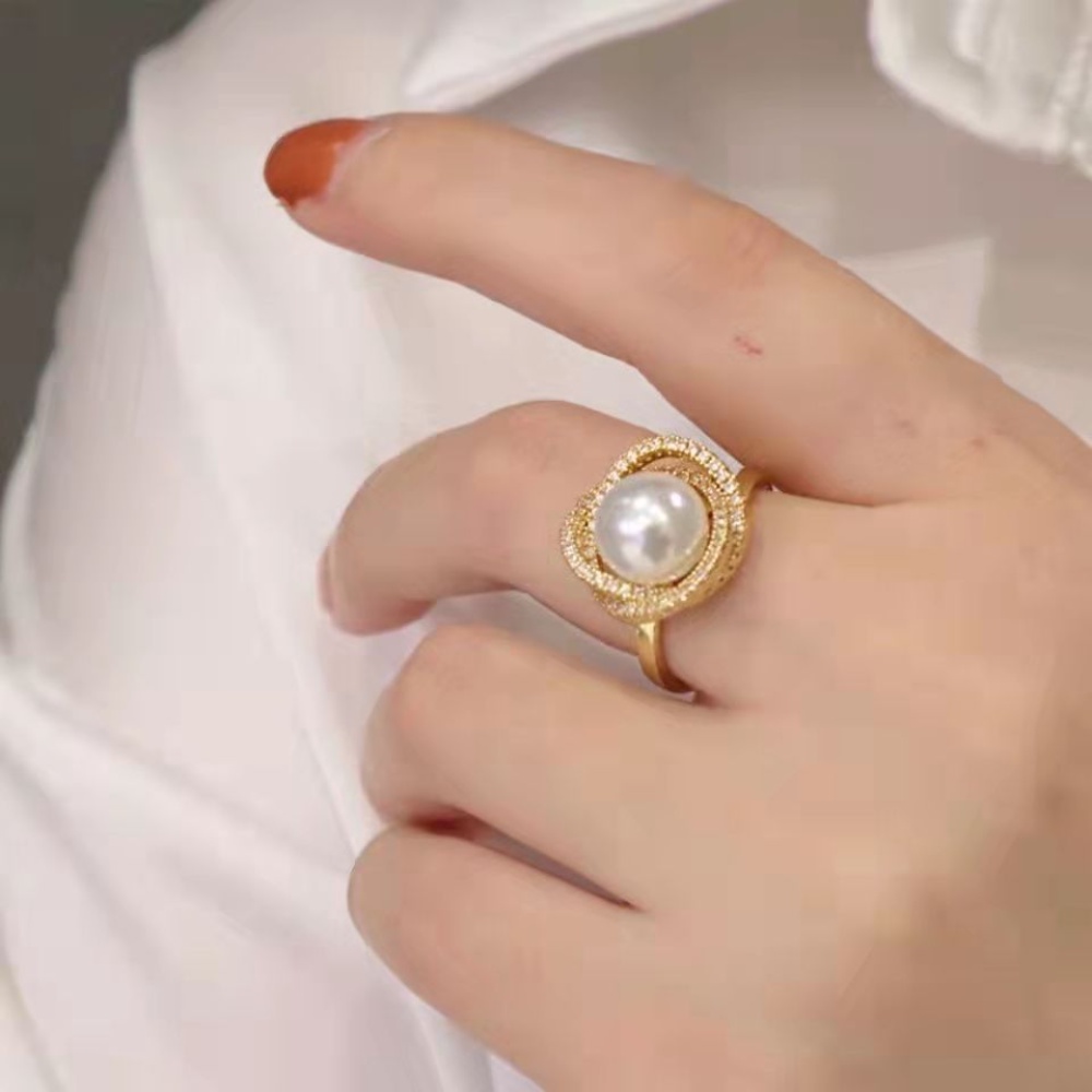 Set Kalung Anting Cincin Mutiara Natural Gaya Korea