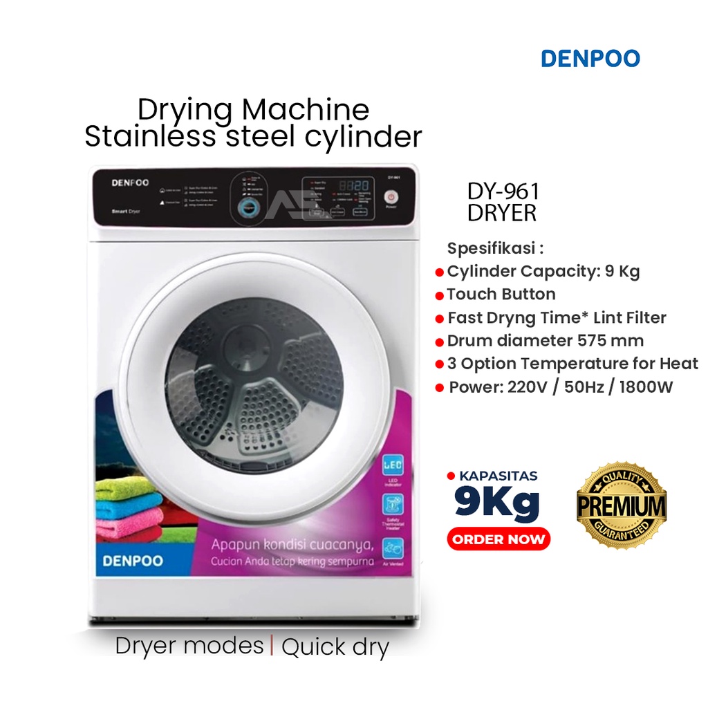 Dryer DY 961 Mesin Pengering Laundry Kapasitas 9 Kg Terbaru dan Super Hemat Listrik