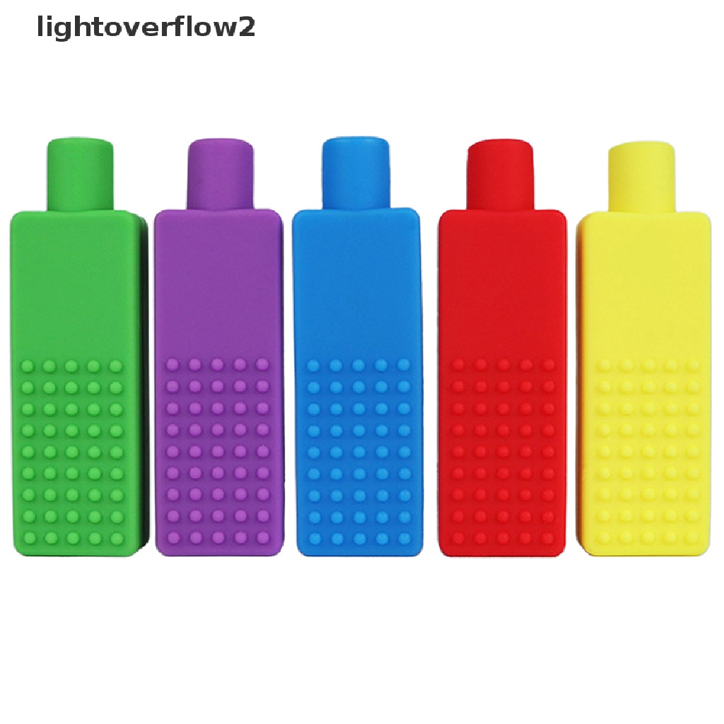 (lightoverflow2) 1pc Mainan Gigit Pensil Silikon Warna Warni (ID)