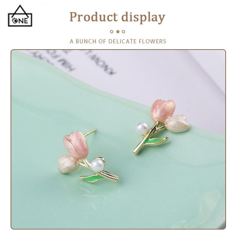 COD❤️Anting S925 Silver Plated Soft Tulip Earrings Female Earrings Asesori-A.one