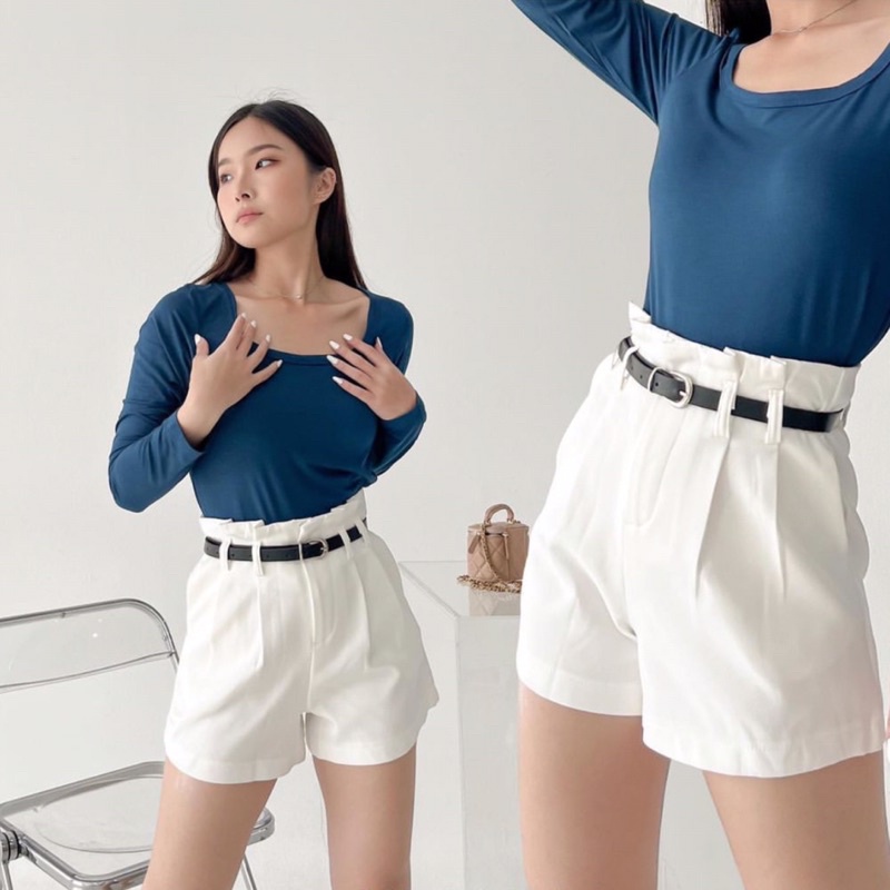 CORA BUTTON HIGH WAIST SHORTS PANTS KOREA - CELANA PENDEK WANITA SUPER COMFY - CELANA PENDEK SPORTY - CELANA PENDEK SANTAI S,M,L,XL - HADIAH / KADO ULTAH CEWEK