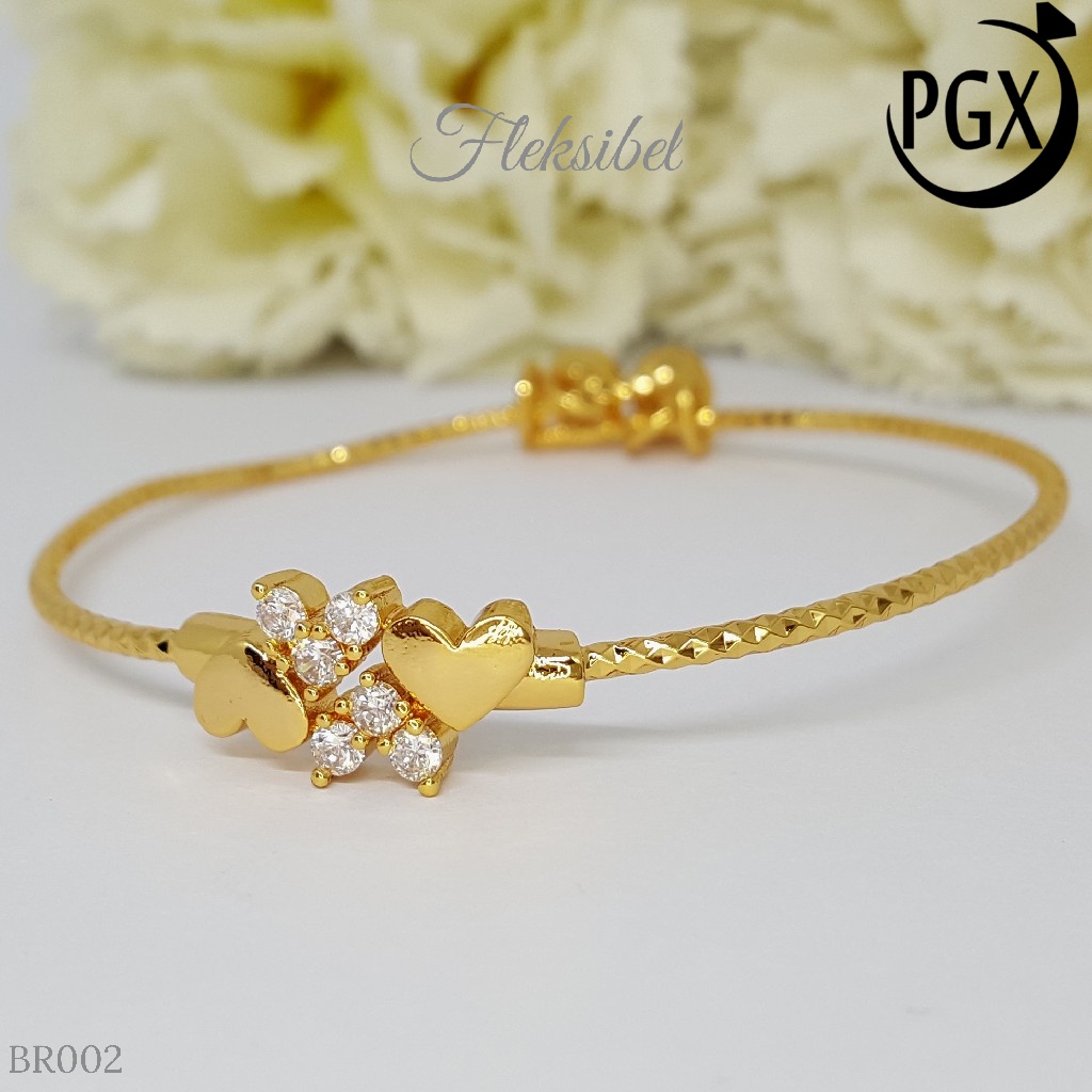 PGX Gelang Bangle Fleksibel Perhiasan Xuping Lapis Emas - BR002