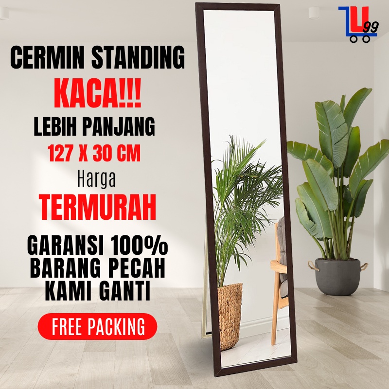 Kaca Cermin Full Body Aesthetic Cermin Model Standing Mirror dan Model Tempel Dinding Minimalis Rias Hiasan Rumah Kamar UK.127 X 30 CM Termurah